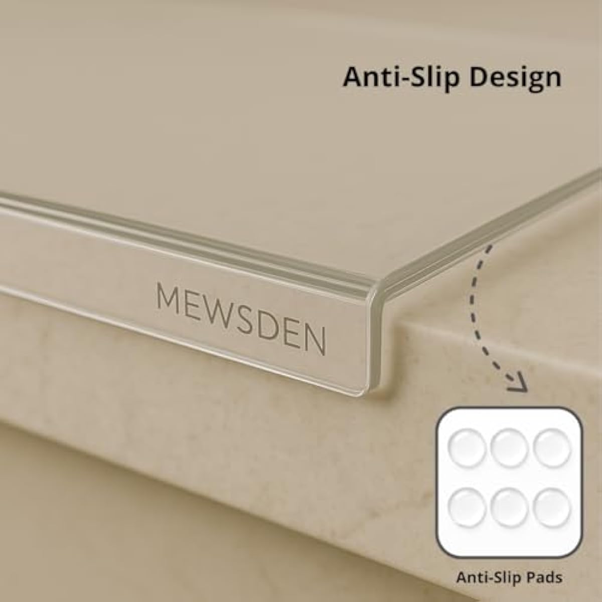 Acrylic Cutting Board with Counter Lip, Clear Cutting Boards for Countertop Protector, Non-Slip Cutting Board for Kitchen Counter, Aesthetic Kitchen Decor Gadgets House Warming Gifts(16.1"x12.5")