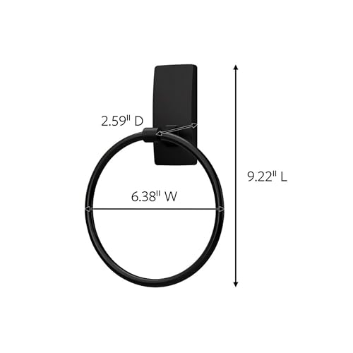 Command Hand Towel Holder Matte Black with Water Resistant Command Strips, Rust Resistant Bathroom Organizer, Holds up to 5 lbs