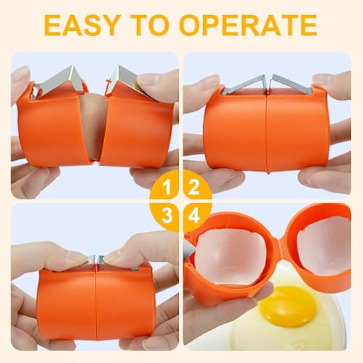 Stainless Steel Egg Shell Opener, 2025 New Egg Shell Cutter Egg Shell Separator for Raw Eggs Gadgets, Multifunctional Egg Cutter Egg Cracker Separator for Home Kitchen (Red)