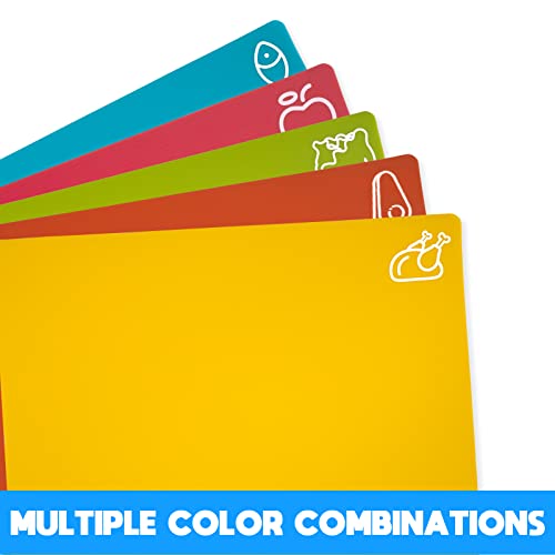 Goodluck 5 Pieces Flexible Chop Boards, BPA Free Plastic Cut'ting Boards for Kitchen, Non Slip Mat for Meat and Vegetables
