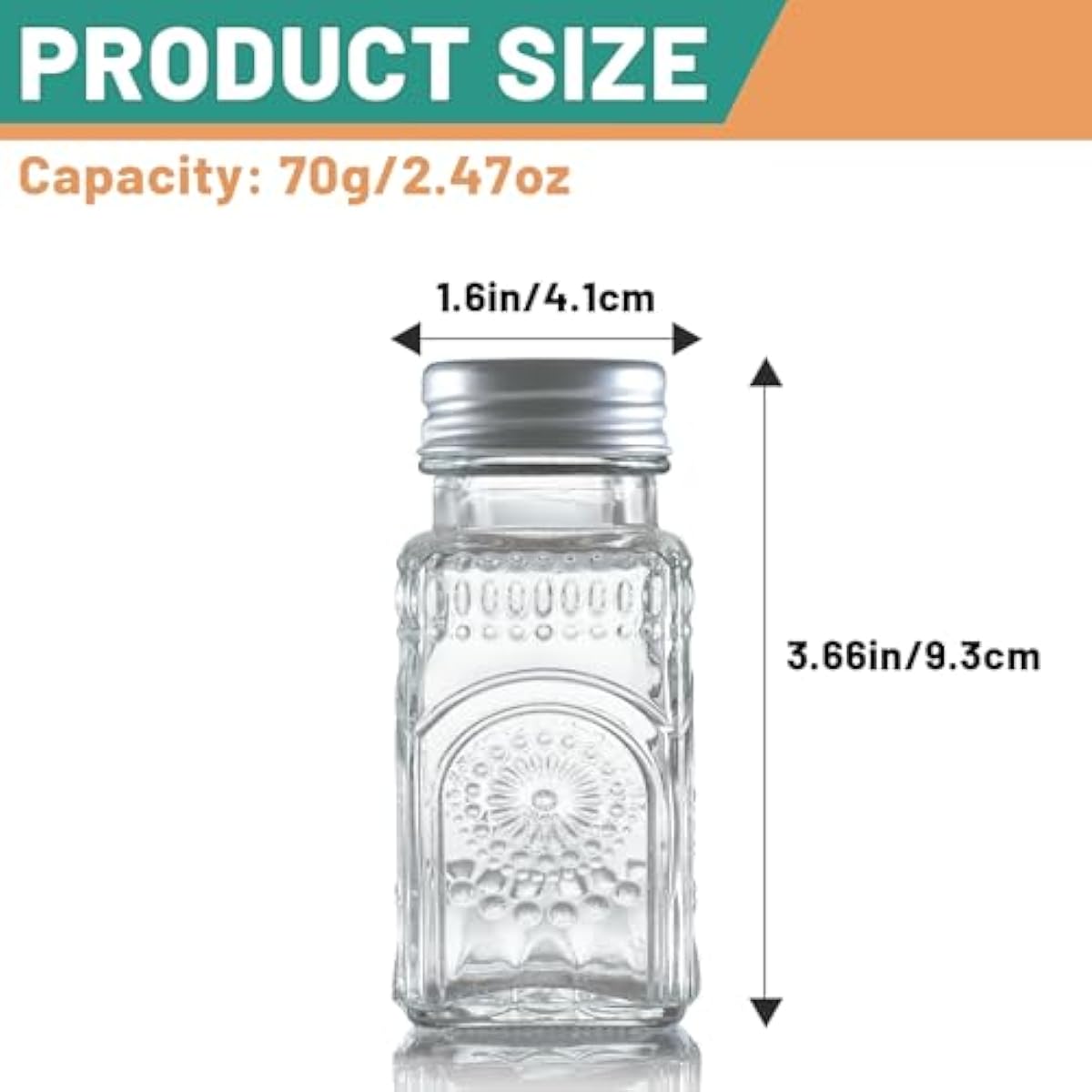 2 Pack Glass Salt and Pepper Shakers Set, Vintage Spice Shakers for Dining Room Table, Kitchen, Restaurant (Sunflower Style)