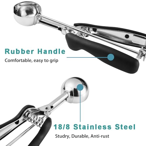 Cookie Scoop 2 Tablespoon, Size #40 Cookie Dough Scoop, 2 Tbsp/ 30 ml/ 1 oz Cookie Scoops for Baking, Spring-Loaded, 18/8 Stainless Steel, Comfortable Grip
