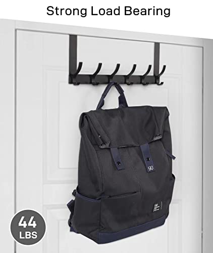 Over The Door Hooks, Door Hanger Hooks for Hanging, Over The Doors Towel Racks for Bathroom with 12 Coat Hook, Coat Rack Dorm Essentials Bathroom Accessories(1 Pack, Black)