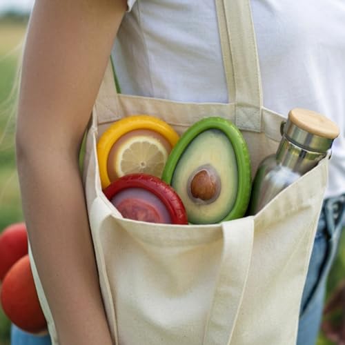 5PCS Avocado Saver & Produce Saver Set β 4 Reusable Silicone Fruit Storage Pods + Fruit Peeler, Tomato Holder, Onion Keeper, Lemon Saver for Fridge, Office Snacks & Camping