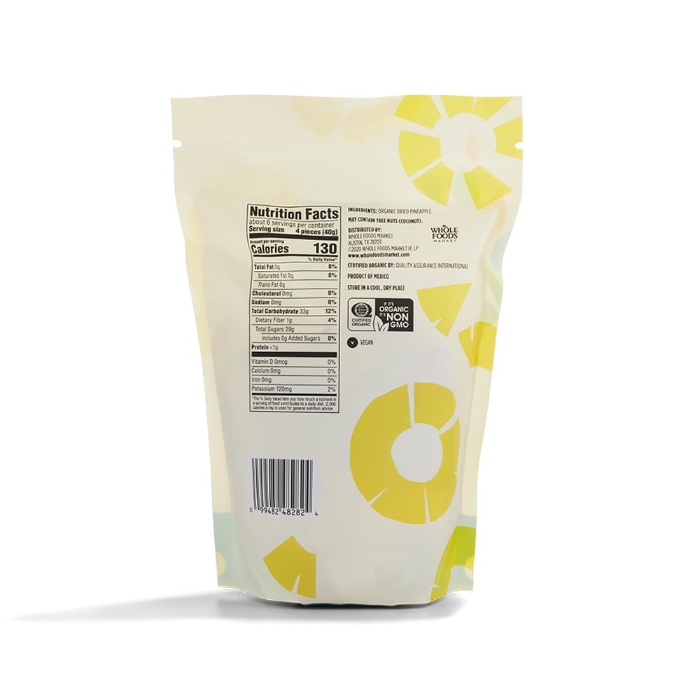 365 by Whole Foods Market, Organic Unsweetened Dried Pineapple, 8 Ounce
