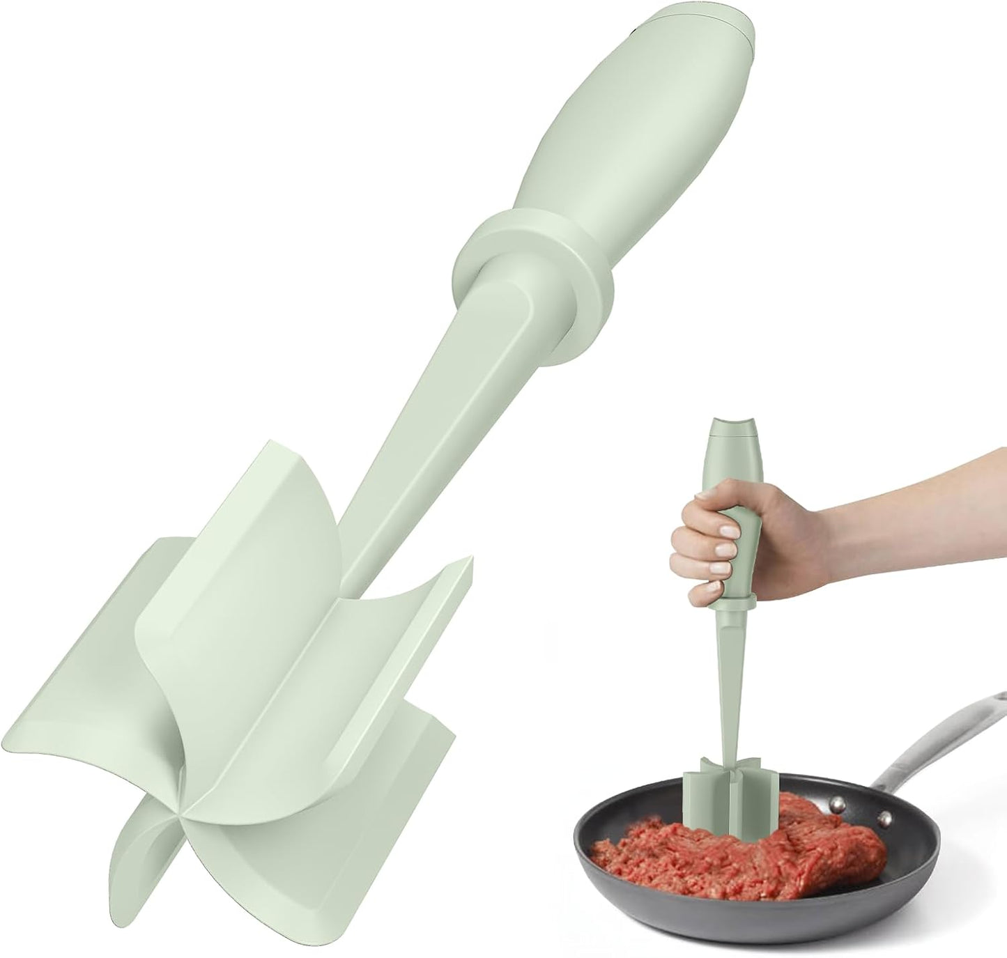 Meat Chopper, Hamburger Grinder, Premium Heat Resistant Smasher for Ground Beef, Burger Grinder Nylon Potato Mix Tool, Meat & Poultry Tenderizers-Black