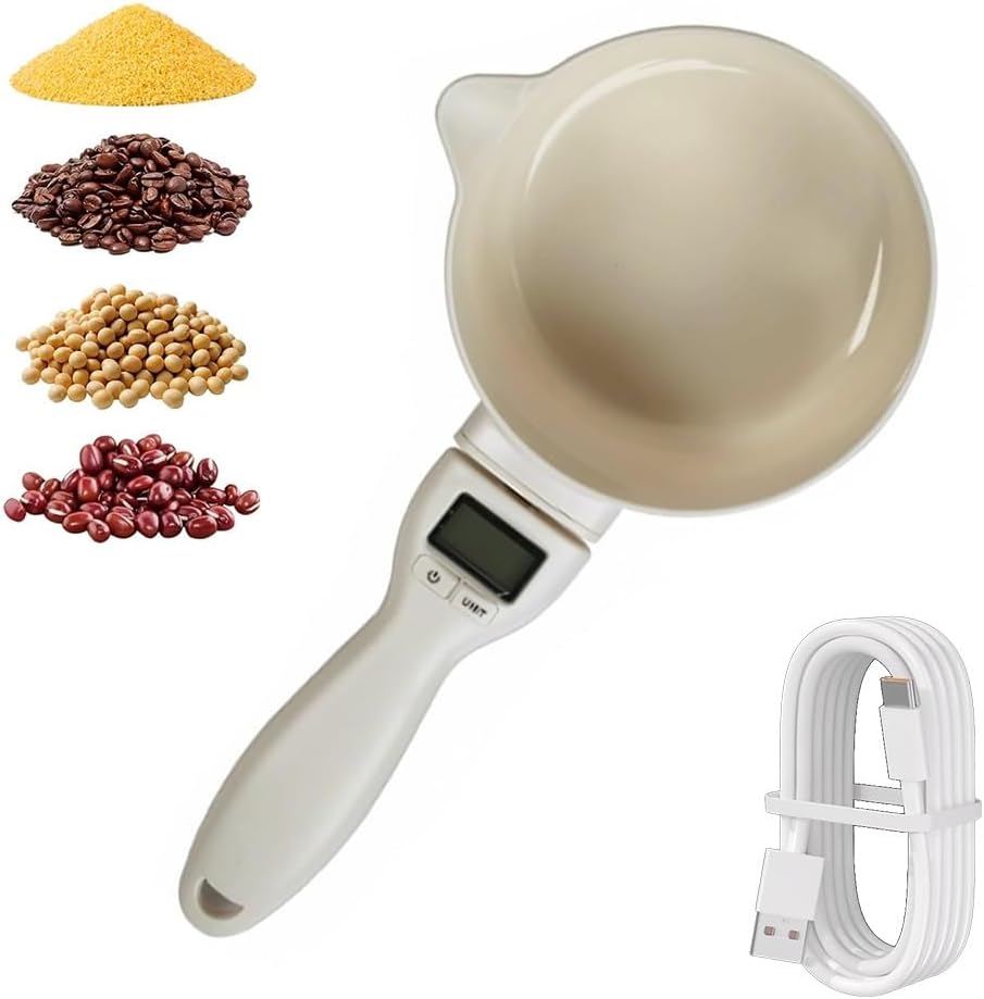 Digital Measuring Spoon Scale, Electronic Food Scoop with Conversion, Kitchen Adjustable Smart Weighing Cup for Home Cat Dog Pet, Cooking Tool Baking Gadgets in Grams with Lcd Screen(#A-1pc)