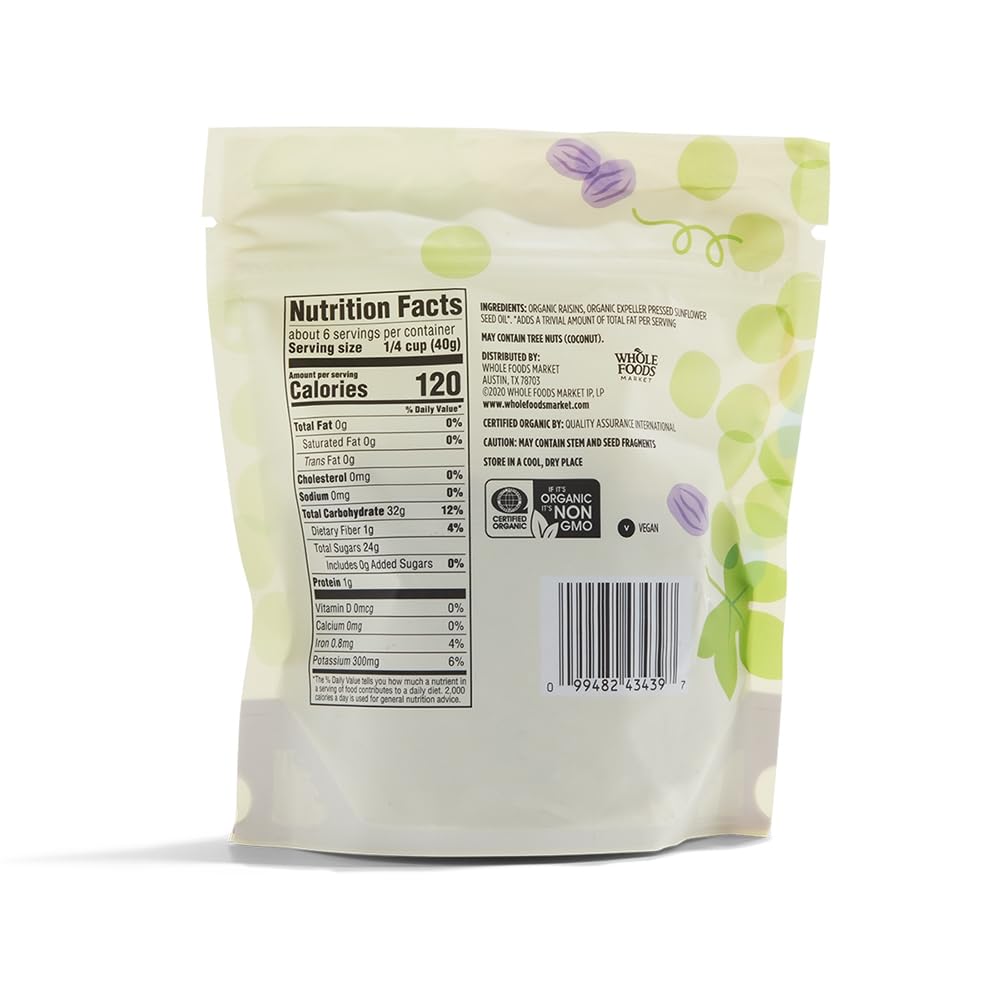 365 by Whole Foods Market, Organic Thompson Raisins, 8 Ounce