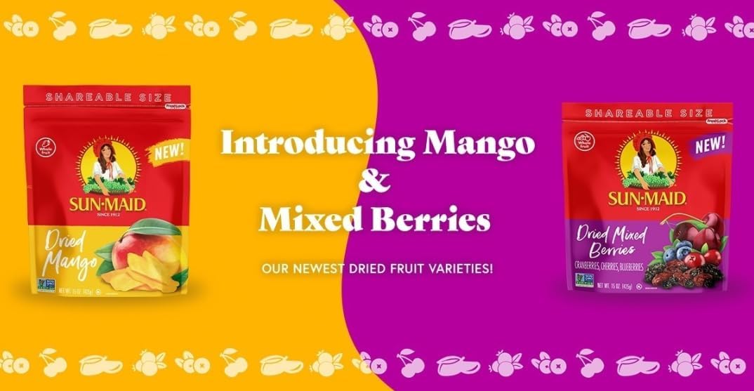 Sun-Maid Dried Mango Slices - 15 oz Resealable Bag - Sweetened with Cane Sugar - Dried Fruit Snack for Lunches, Holiday Snacks, and Charcuterie Boards