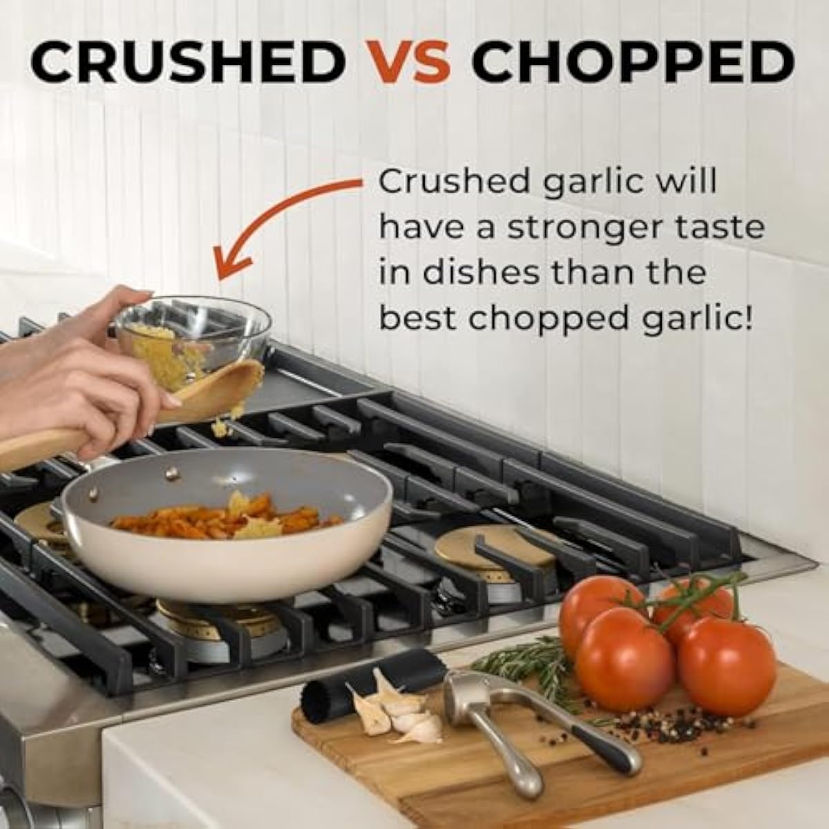 Zulay Kitchen Premium Garlic Press Set - Rust Proof Professional Garlic Mincer Tool - Easy-Squeeze, Easy-Clean with Soft, Ergonomic Handle - Silicone Garlic Peeler & Brush (Silver)