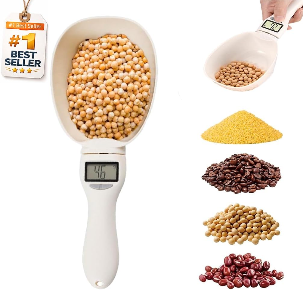 Digital Measuring Spoon Scale, Electronic Food Scoop with Conversion, Kitchen Adjustable Smart Weighing Cup for Home Cat Dog Pet, Cooking Tool Baking Gadgets in Grams with Lcd Screen(#A-1pc)
