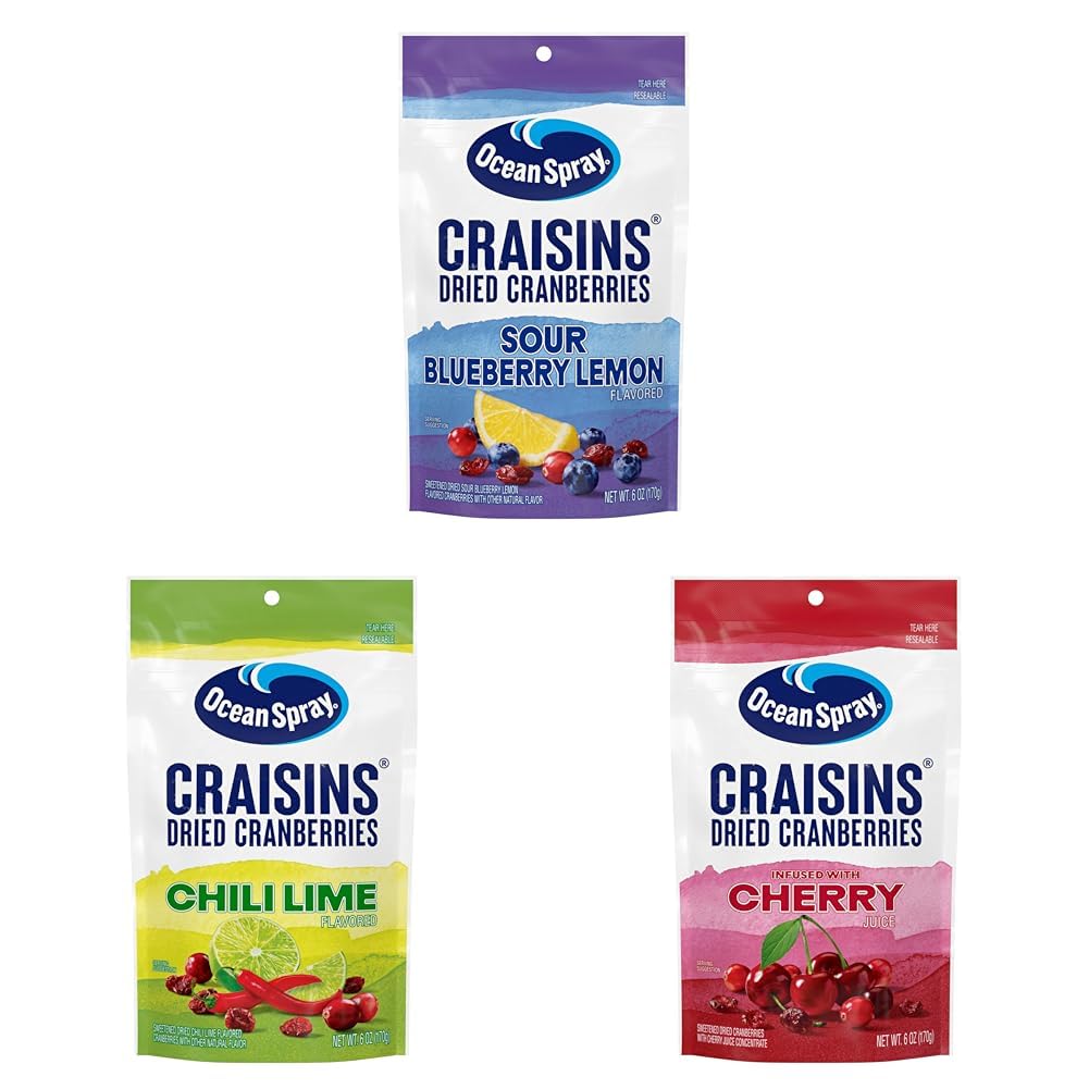 Ocean Spray® Craisins® Sweetened Dried Cranberries, Sour Blueberry Lemon, 6oz Pouch