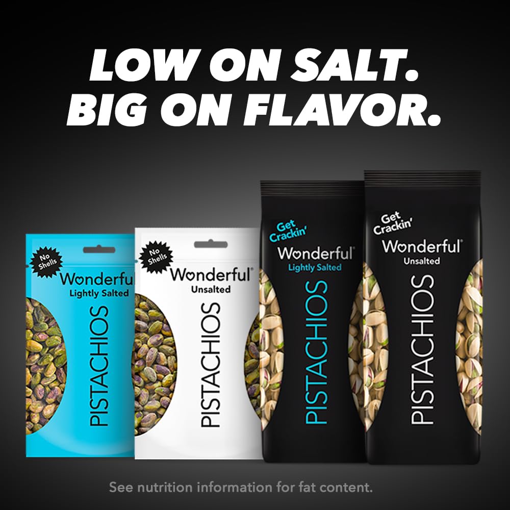 Wonderful Pistachios No Shells, Unsalted Nuts, 6 Ounce Resealable Bag, Protein Snacks, Gluten Free, Healthy Snack