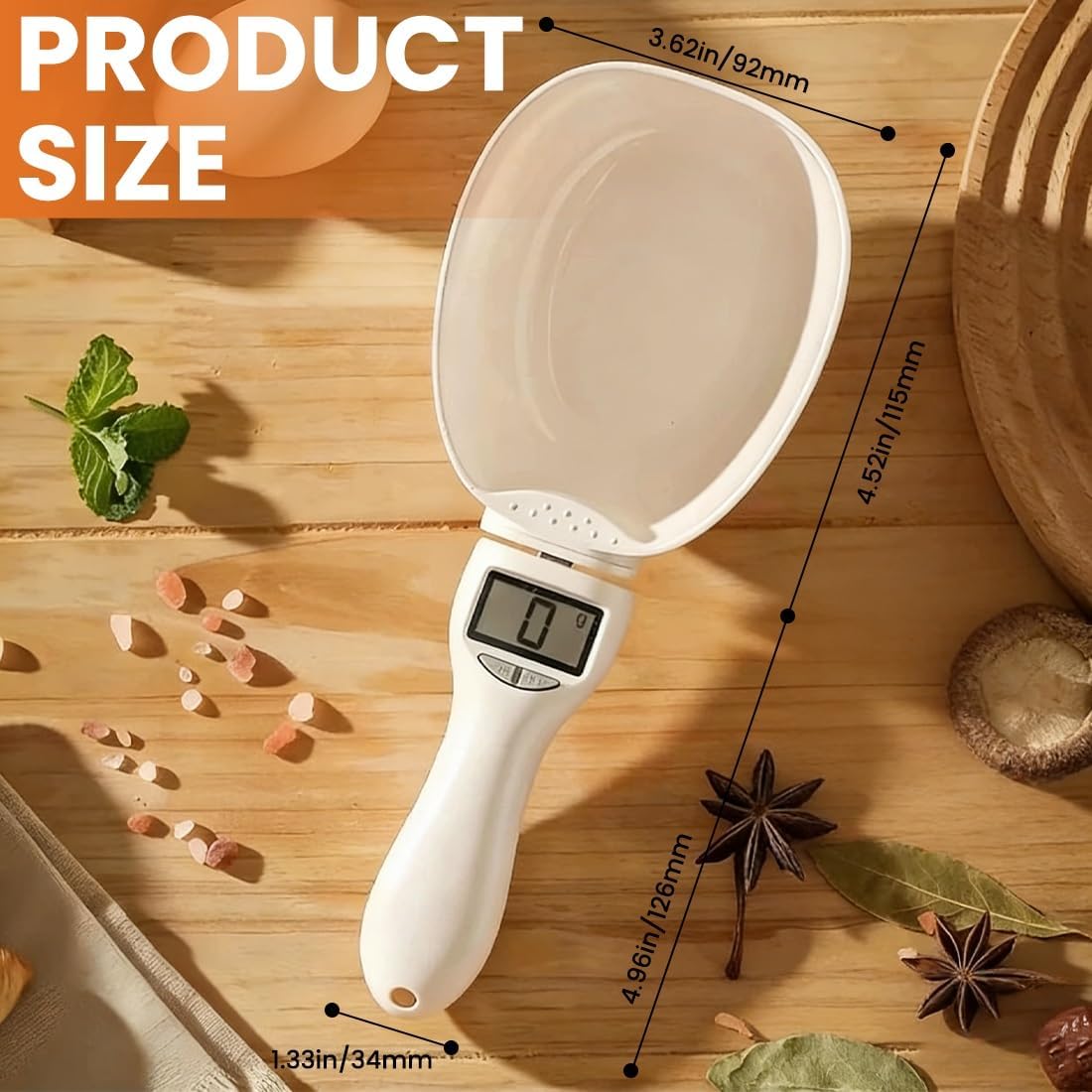 Digital Measuring Spoon Scale, Electronic Food Scoop with Conversion, Kitchen Adjustable Smart Weighing Cup for Home Cat Dog Pet, Cooking Tool Baking Gadgets in Grams with Lcd Screen(#A-1pc)