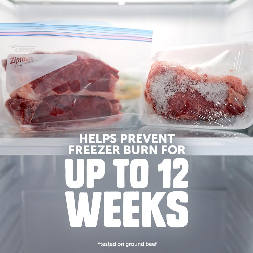 Ziploc Half Gallon Food Storage Freezer Bags, Grip 'n Seal Technology for Easier Grip, Open, and Close, 40 Bags Total