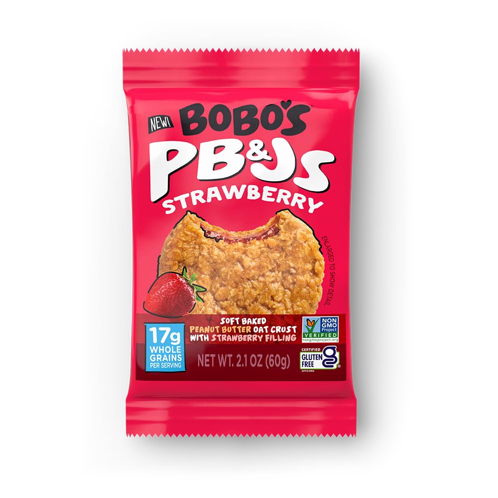 Bobo's Grape PB&J Oat Snacks, Simple Ingredients, Whole Grain Oats, Plant Based, Non-GMO, Gluten Free Breakfast Bars, Healthy Snacks for Adults & Kids (24 Snacks)