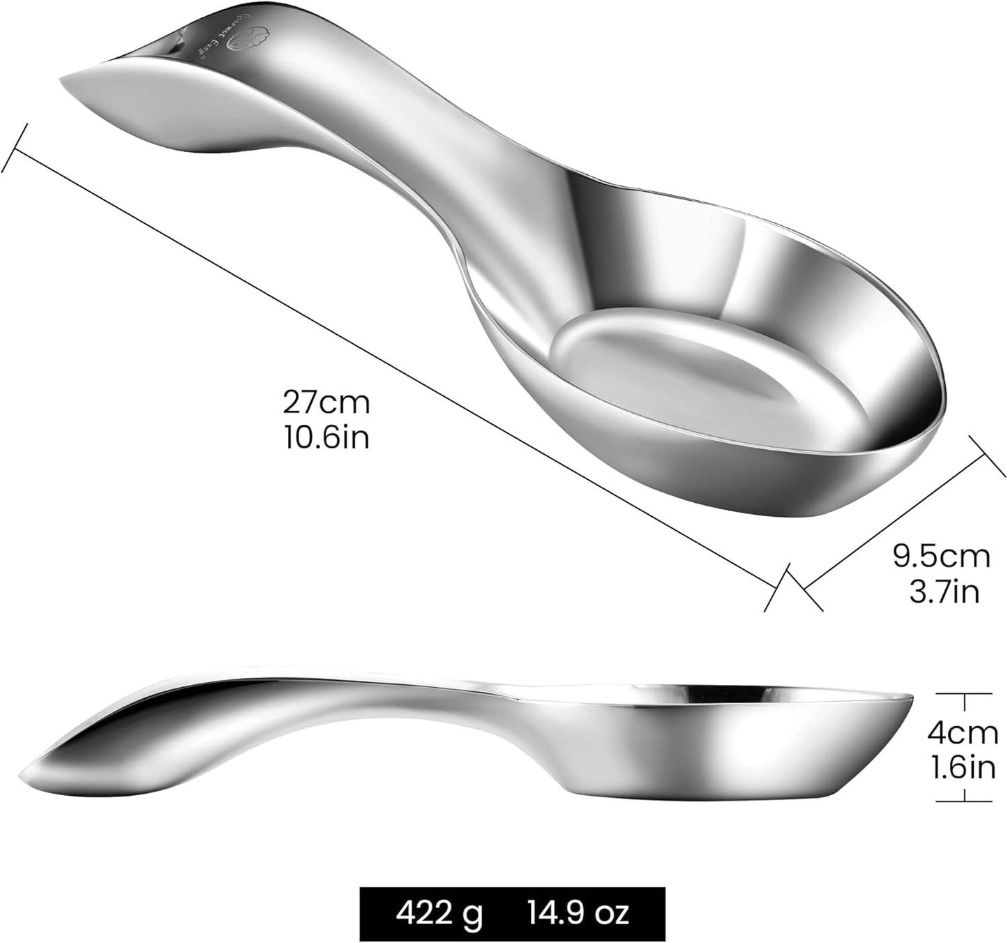 Break-Proof Kitchen Spoon Rest for Stove Top – Premium Stainless Steel Spoon Holder for Kitchen Counter – Mirror-Polished, Heavy-Duty with a Luxury Look – Dishwasher Safe & 5-Year Warranty
