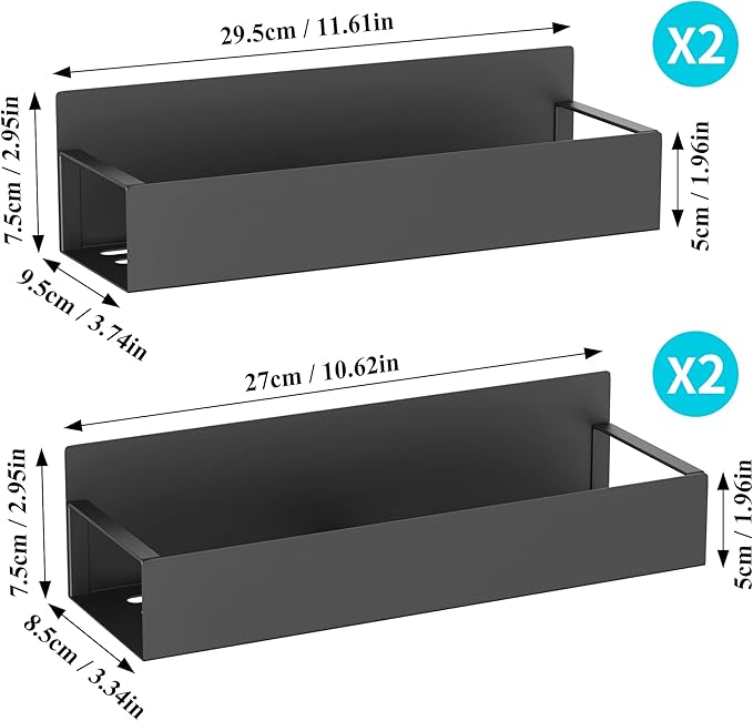 Metal 4 Pack Magnetic Spice Storage Rack Organizer for Refrigerator and Oven, Black Fridge Organizers and Storage