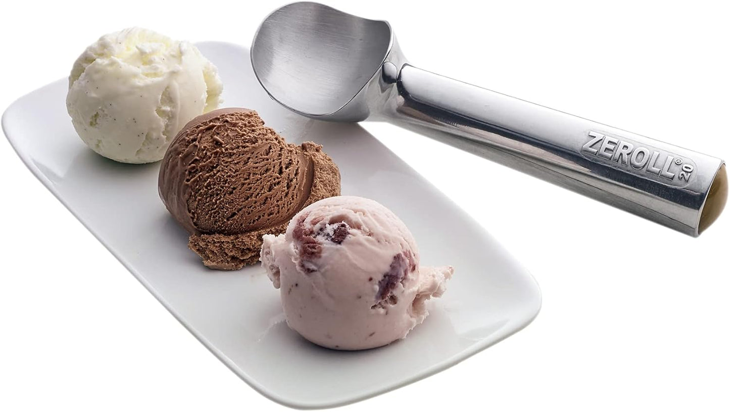 Zeroll, Size 20, in Silver 1020 Original Ice Cream Unique Liquid Filled Heat Conductive Handle Simple One Piece Aluminum Design Easy Release 40 Scoops per, 2-Ounce