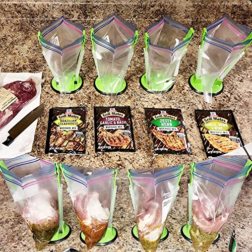 Ruibo Baggy Rack Holder For Food Prep/Ziplock Bag, Meal Planning/Plastic Freezer Bag Holders Stand, Green, Pack of 4 - 4 Pcs