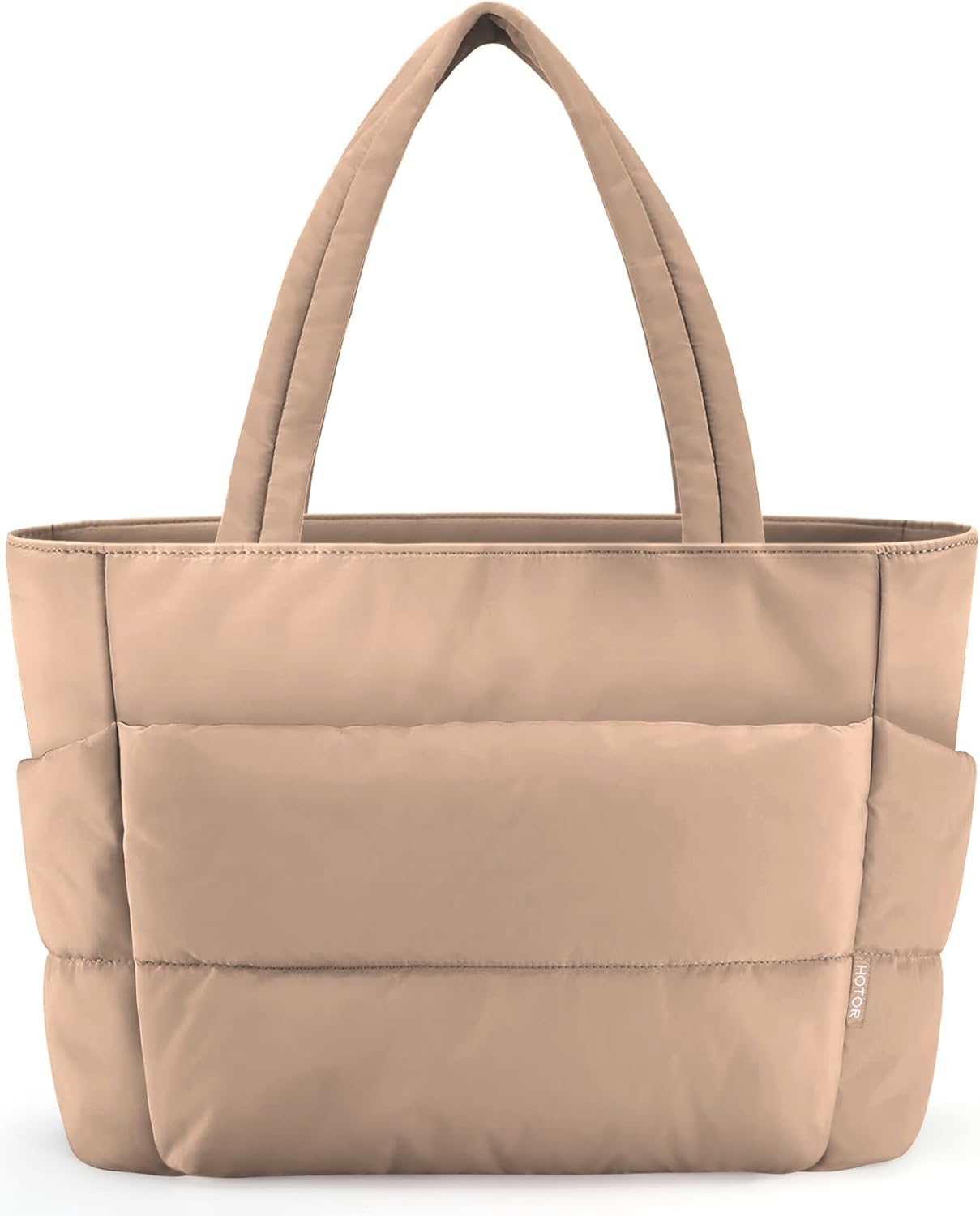 HOTOR Puffer Tote Bag for Women, Nurses - Multi-Pocket Lightweight Bag for Work - Quilted Handbag for Travel and Gym