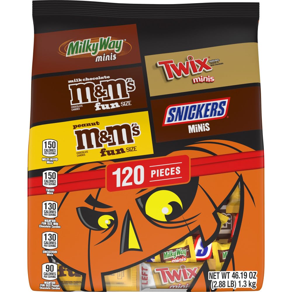 Mars Snickers, M&M'S Milk Chocolate, Milky Way & Twix Fun Size Chocolate Candy Variety Pack, 75 Ct Bulk Bag (2.73 Pounds)
