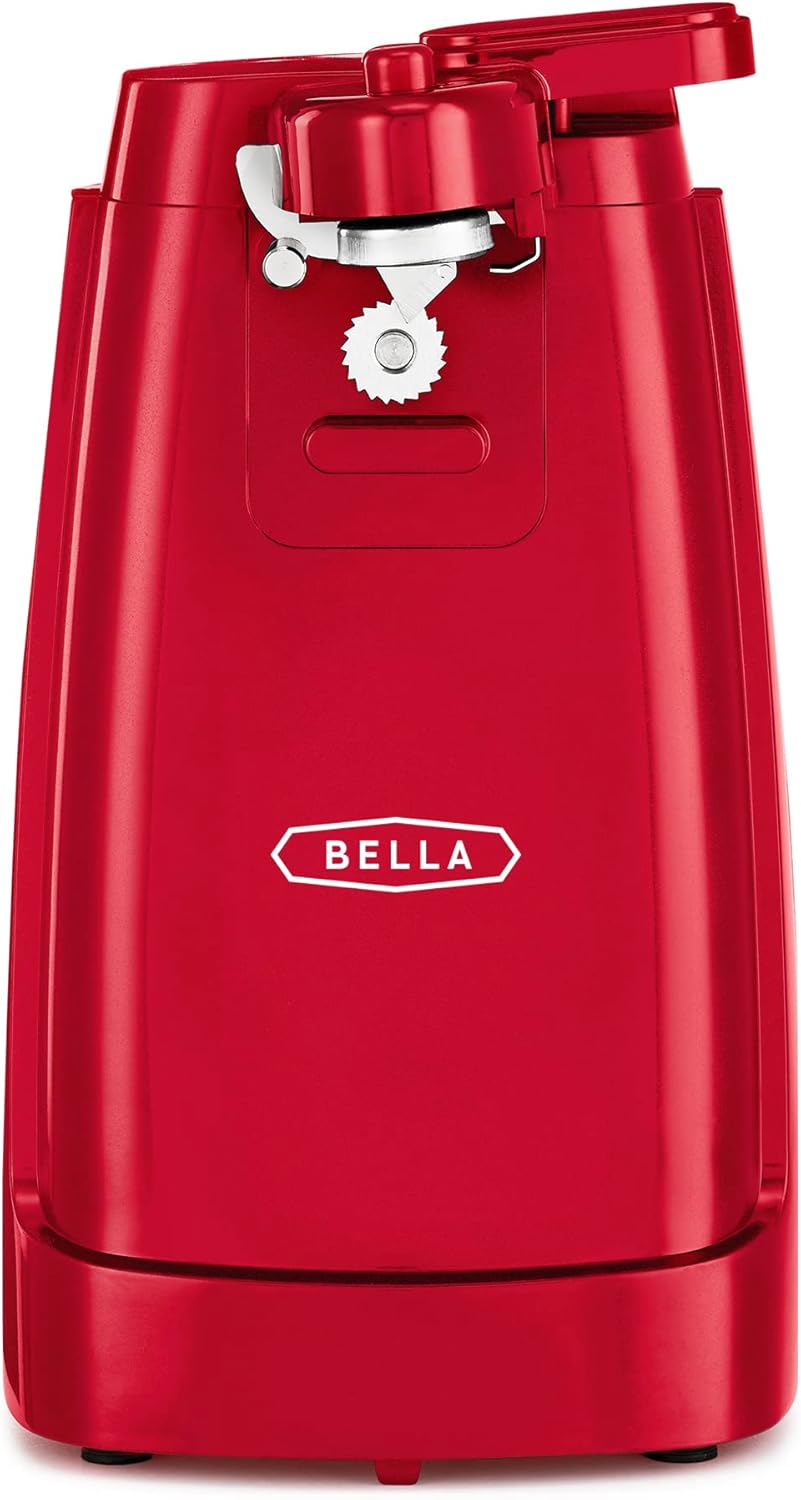 bella Electric Can Opener and Knife Sharpener, Removable Cutting Lever, Cord Storage, Stainless Steel Blade, Black