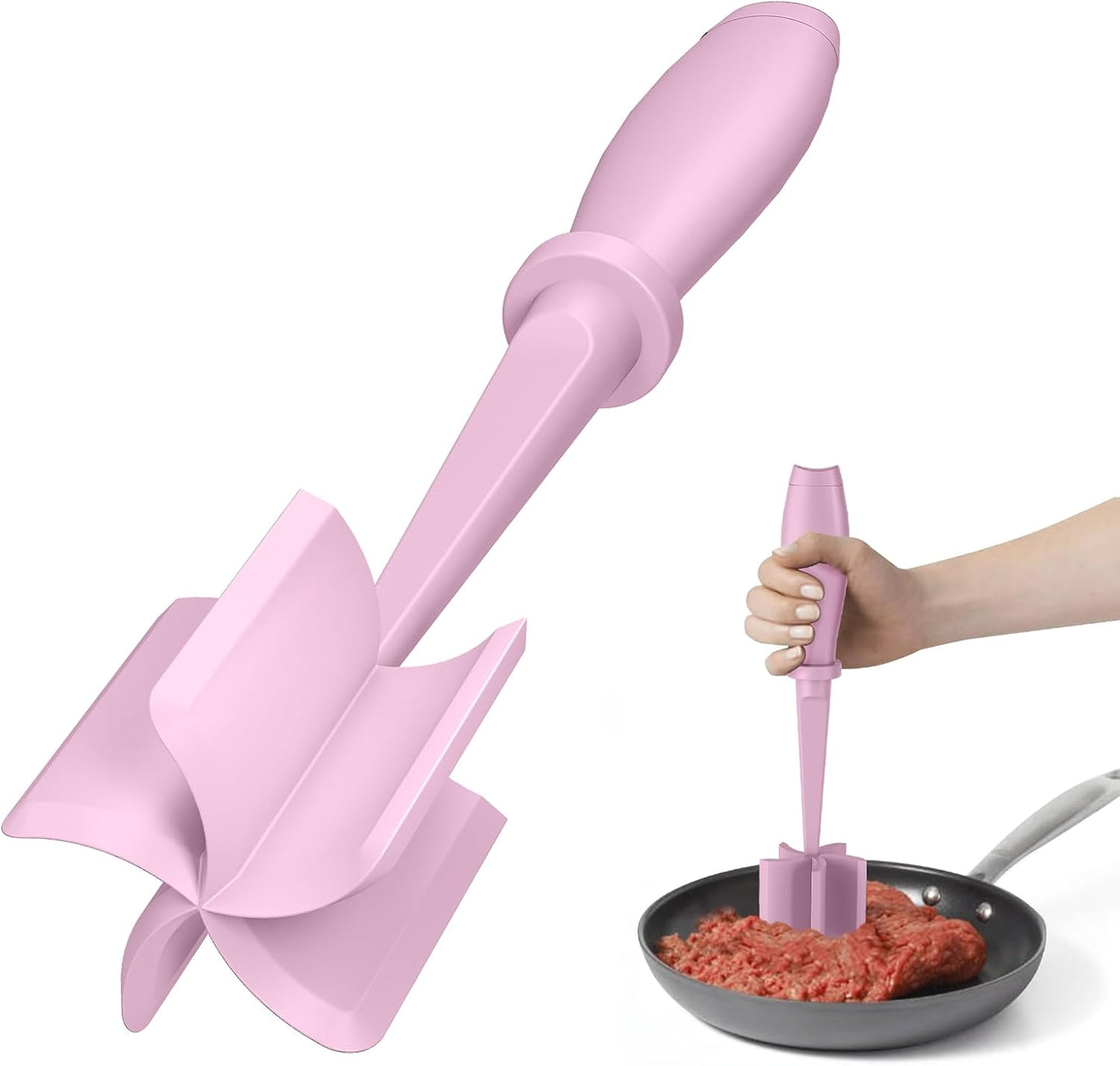 Meat Chopper, Hamburger Grinder, Premium Heat Resistant Smasher for Ground Beef, Burger Grinder Nylon Potato Mix Tool, Meat & Poultry Tenderizers-Black