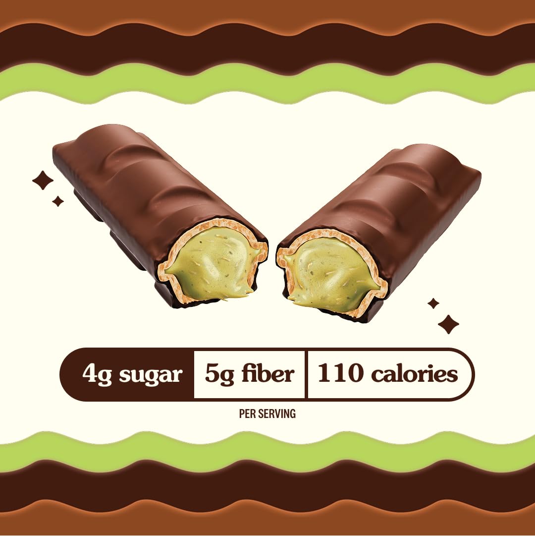 Rip Van Dubai Chocolate Bar Crispy Choco – Healthy Snack with Creamy Pistachio & Toasted Kunafa – Dubai Choco Flavor – 4g Sugar, 5g Fiber – Guilt-Free Indulgence – 12 Pack
