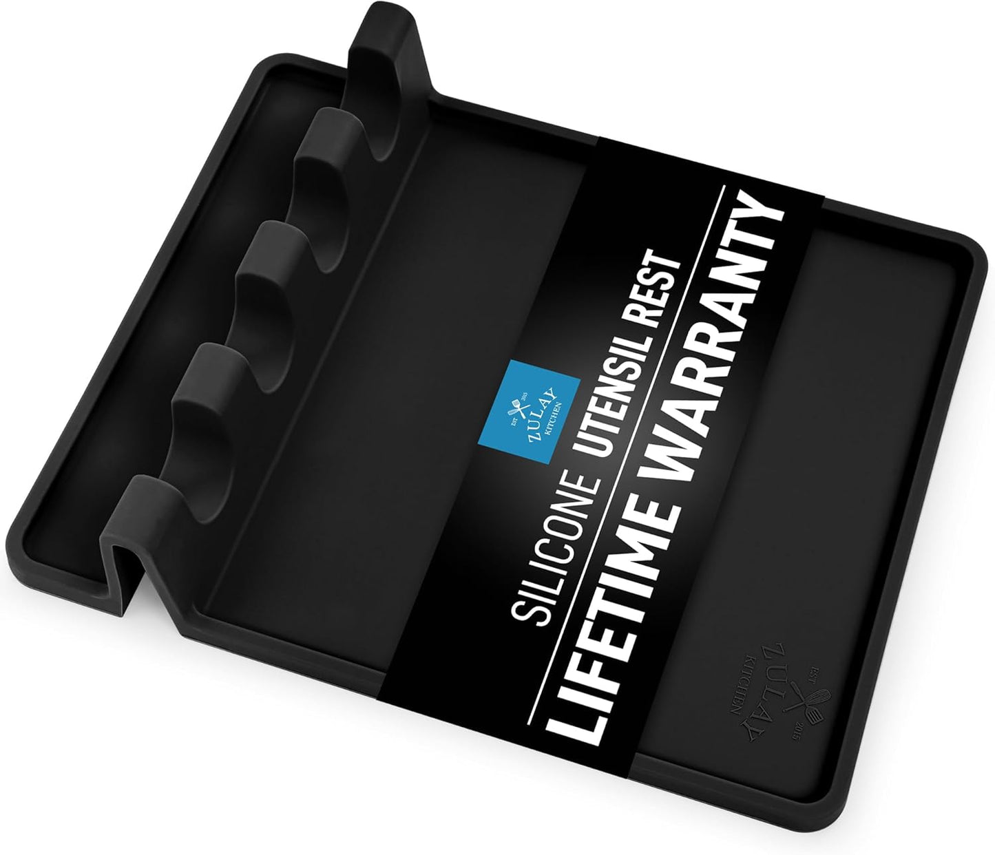 Zulay Kitchen Spoon Rest for Multiple Utensils High Heat-Resistant Silicone Drip Pad, BPA-Free Spoon Holder for Stove Top, Kitchen Gadget Holder for Ladles, Tongs, Cooking Spatula - Makes Great Gift