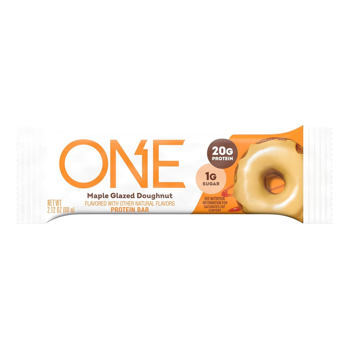 one protein bars maple glazed doughnut gluten free with 20g protein and 1g sugar 12 count