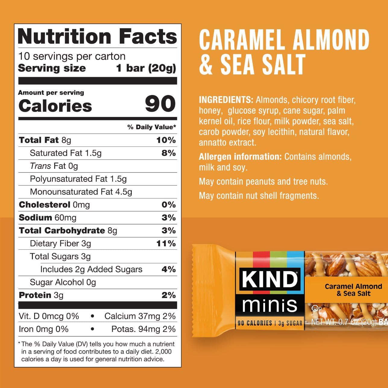 KIND Mini Snack Bars Variety Pack, Gluten Free, Low Sugar, Low Calorie Snacks, Dark Chocolate Nuts & Sea Salt, Peanut Butter Dark Chocolate, Caramel Almond & Sea Salt, 30 Count