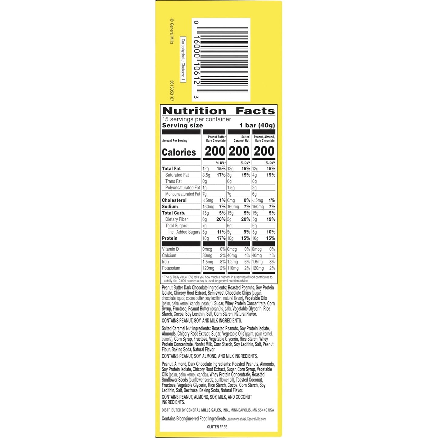 Nature Valley gluten-free protein bars, 10g protein, 15-count variety pack, 21.3 oz box
