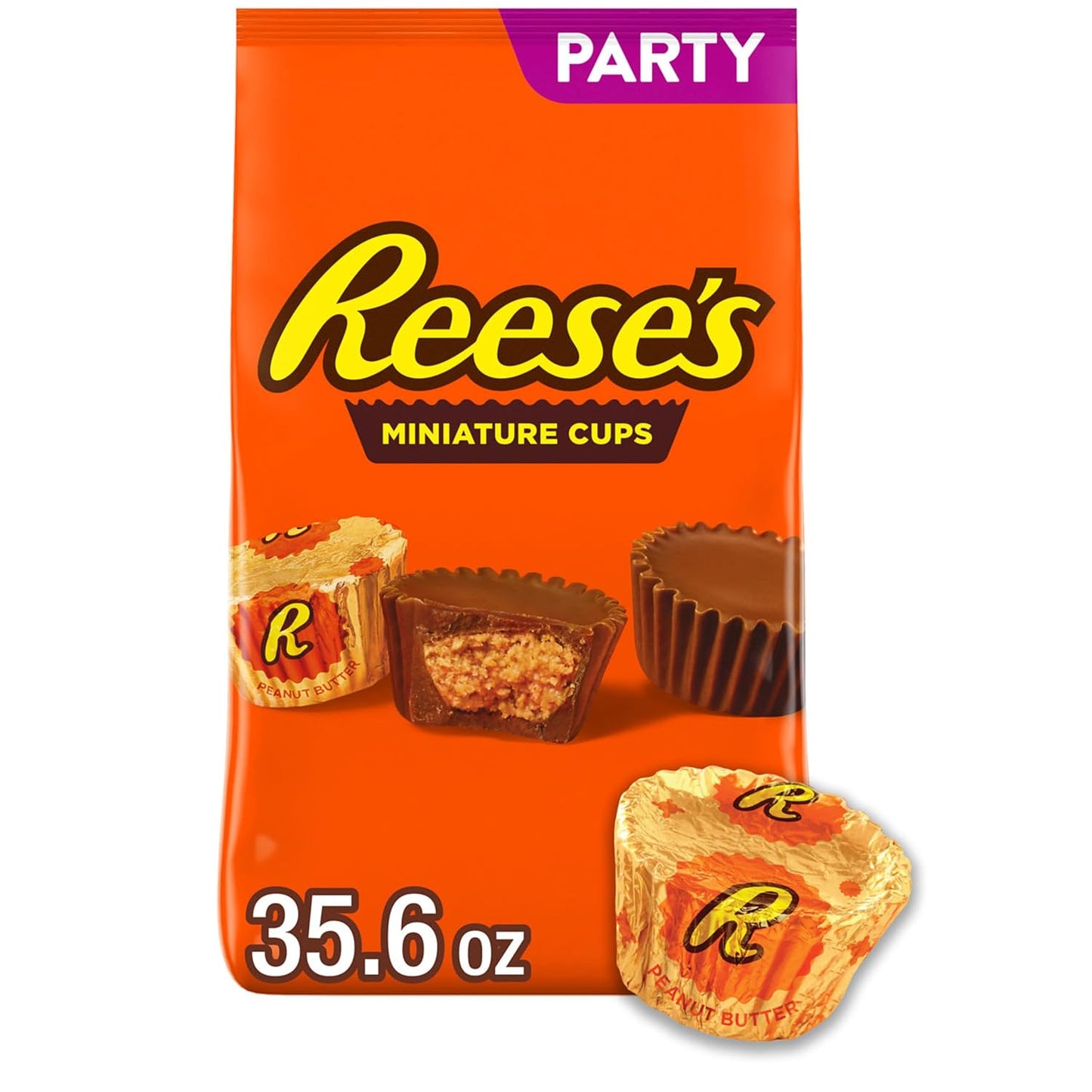REESE'S Miniatures Milk Chocolate Peanut Butter Cups, Candy Party Pack, 30 oz