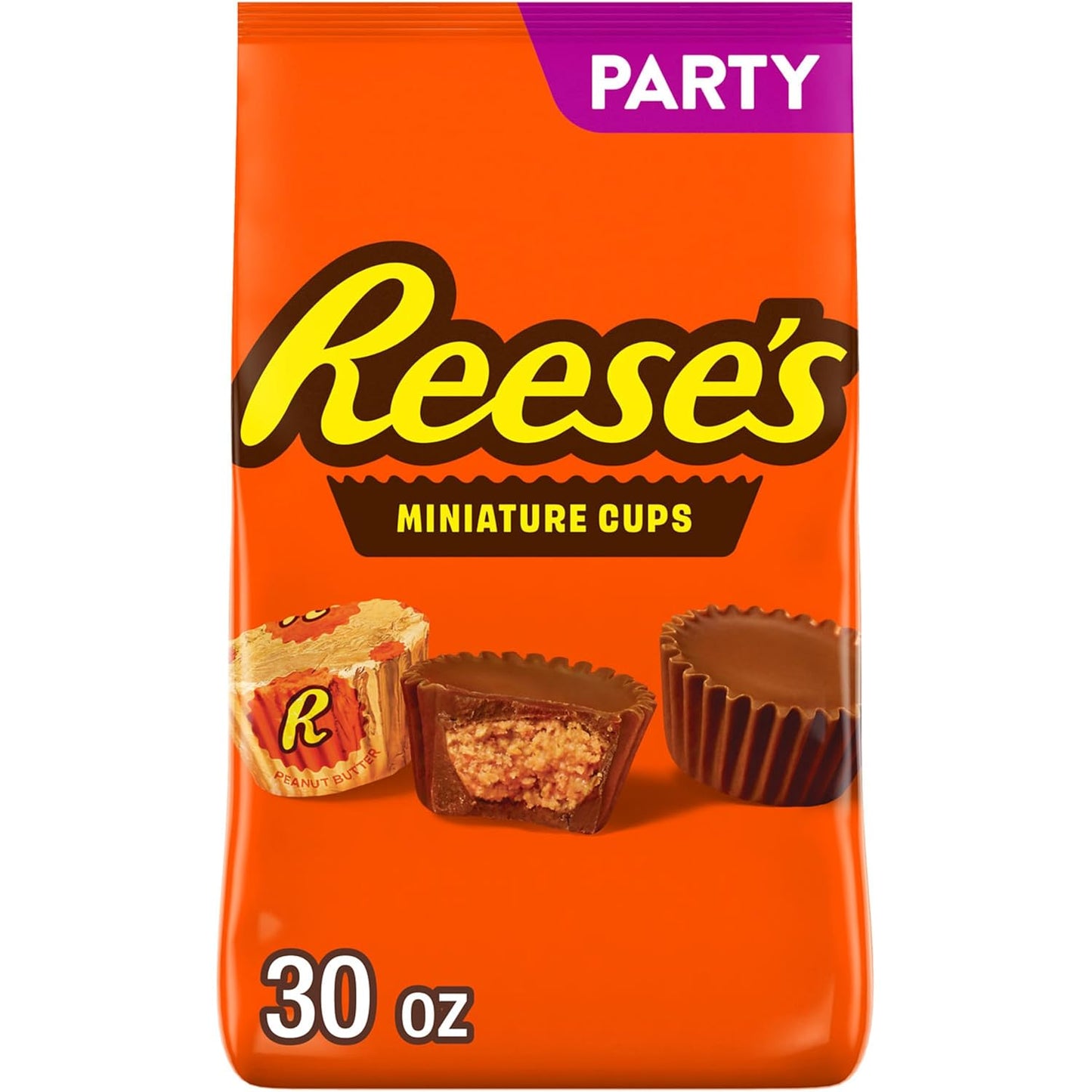 REESE'S Miniatures Milk Chocolate Peanut Butter Cups, Candy Party Pack, 30 oz