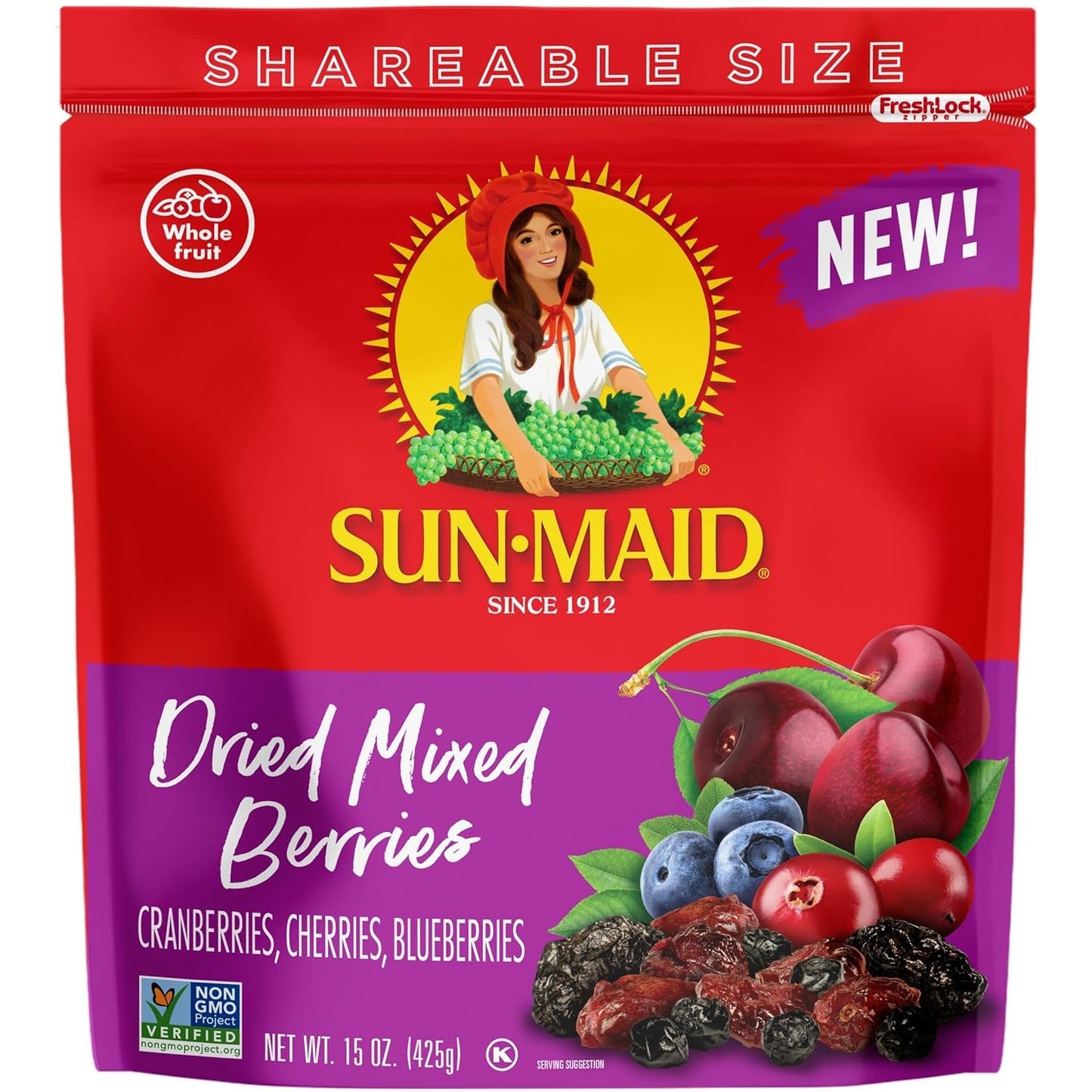 Sun-Maid Dried Mango Slices - 15 oz Resealable Bag - Sweetened with Cane Sugar - Dried Fruit Snack for Lunches, Holiday Snacks, and Charcuterie Boards