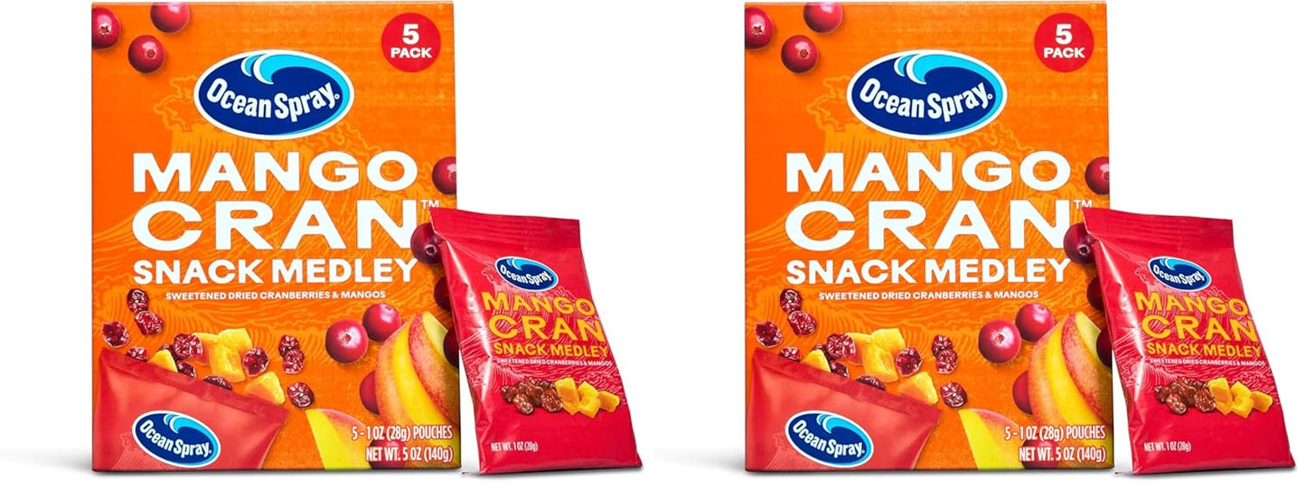 Ocean Spray® Pineapple Cran™ Snack Medley, Cranberry and Pineapple Dried Fruit Snack, 1 Oz Pouches, 5 Count