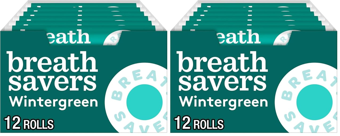 BREATH SAVERS Wintergreen Flavored Sugar Free Breath Mints Rolls, .75 oz (12 Count)