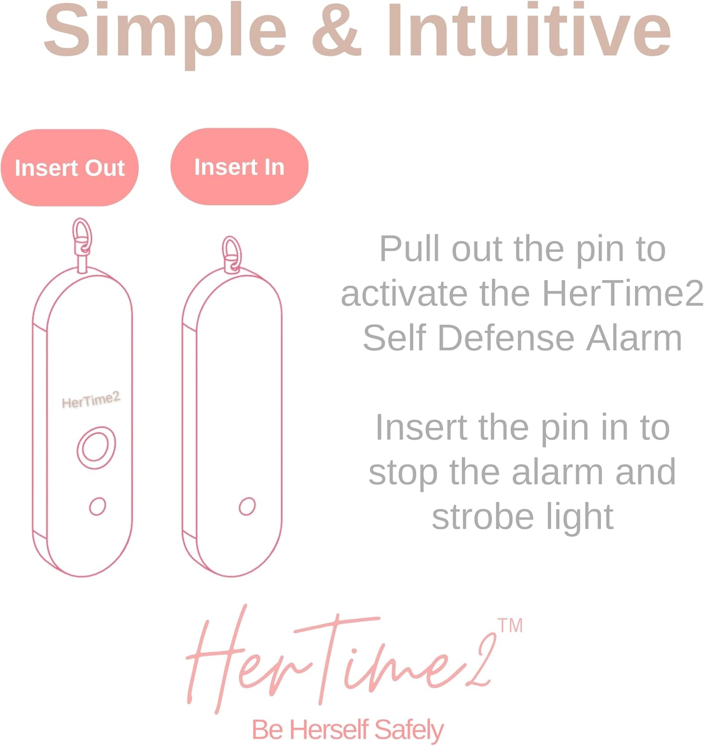 Personal Safety Alarm – Travel Safe Waterproof – Gift for Women College Girls – Self Defense Keychain – Extra Loud Siren – Strobe Light – Cute Key Chains Protection (Rose Gold)