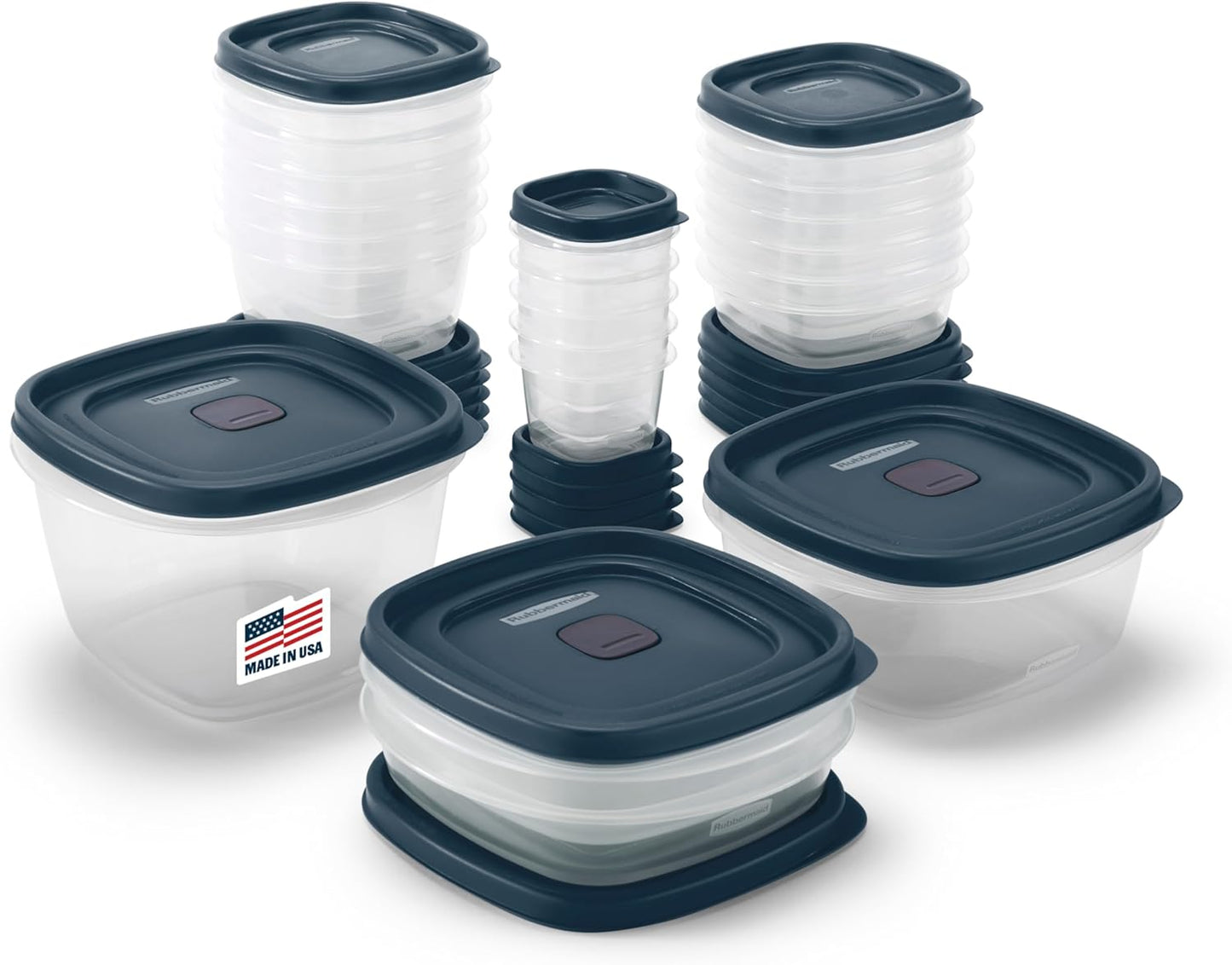 Rubbermaid 60-Piece Food Storage Containers with Lids, Microwave and Dishwasher Safe, Red Color, Ideal for Meal Prep and Pantry Storage
