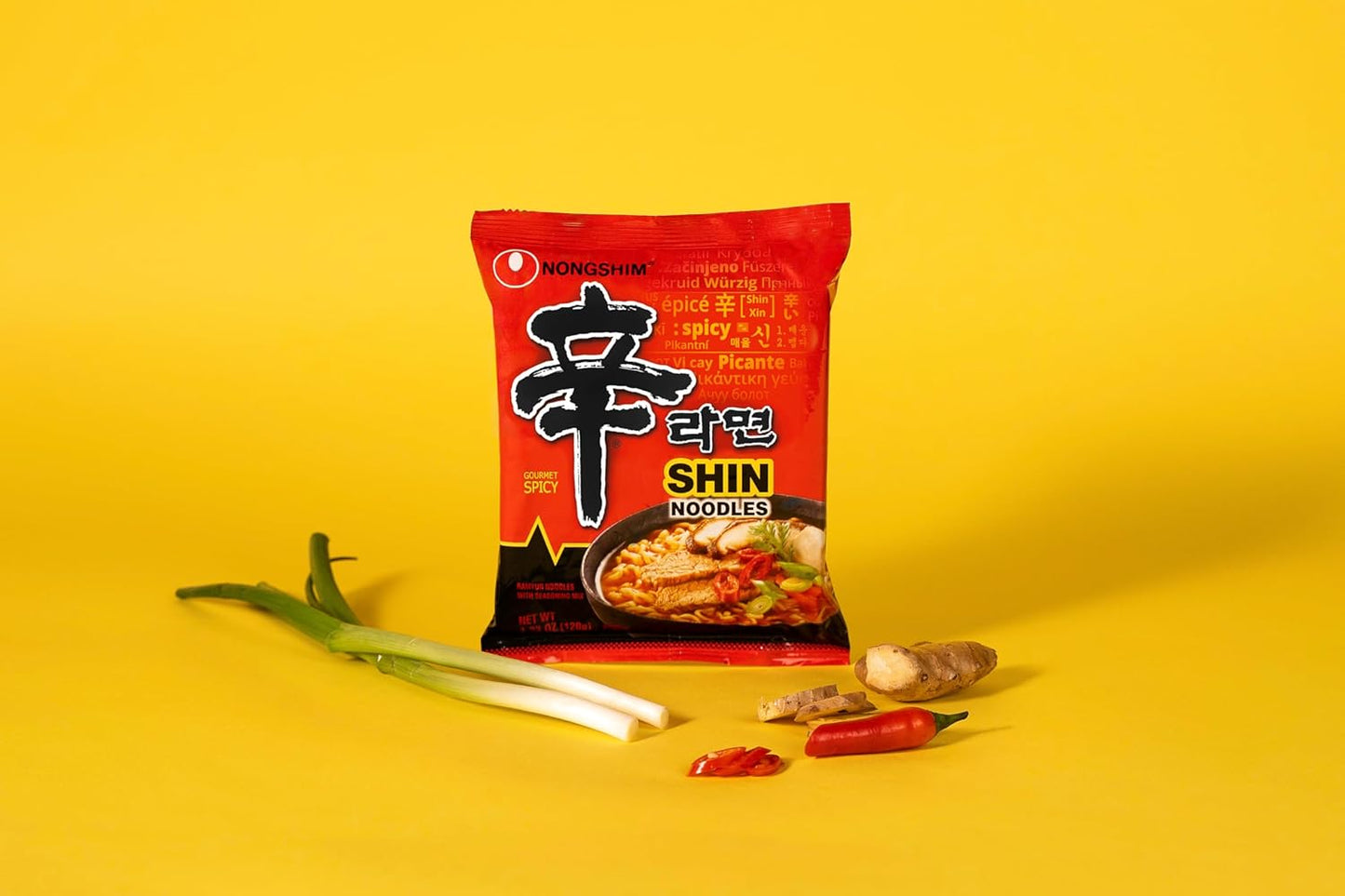 Nongshim Ramen Noodles, Gourmet Instant Ramen, Premium Microwavable Noodle Soup, Spicy Shin, Family Pack, 4.23 Ounce (Pack of 20)