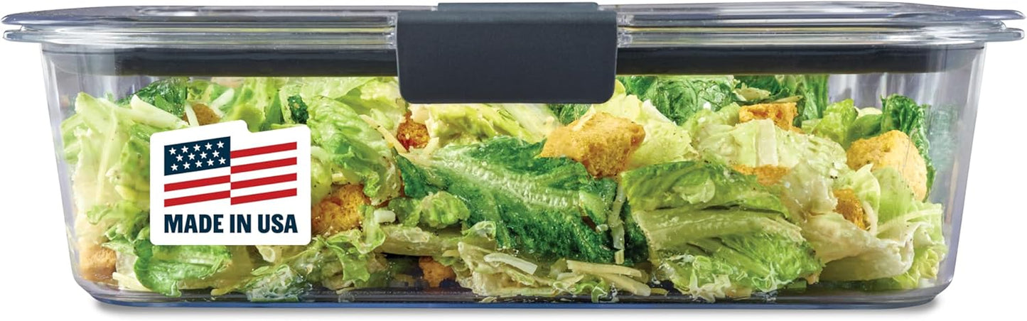 Rubbermaid Brilliance BPA-Free Food Storage Containers with Lids, Airtight Clear Set of 2 (9.6 Cup), Ideal for Lunch, Meal Prep, and Leftovers