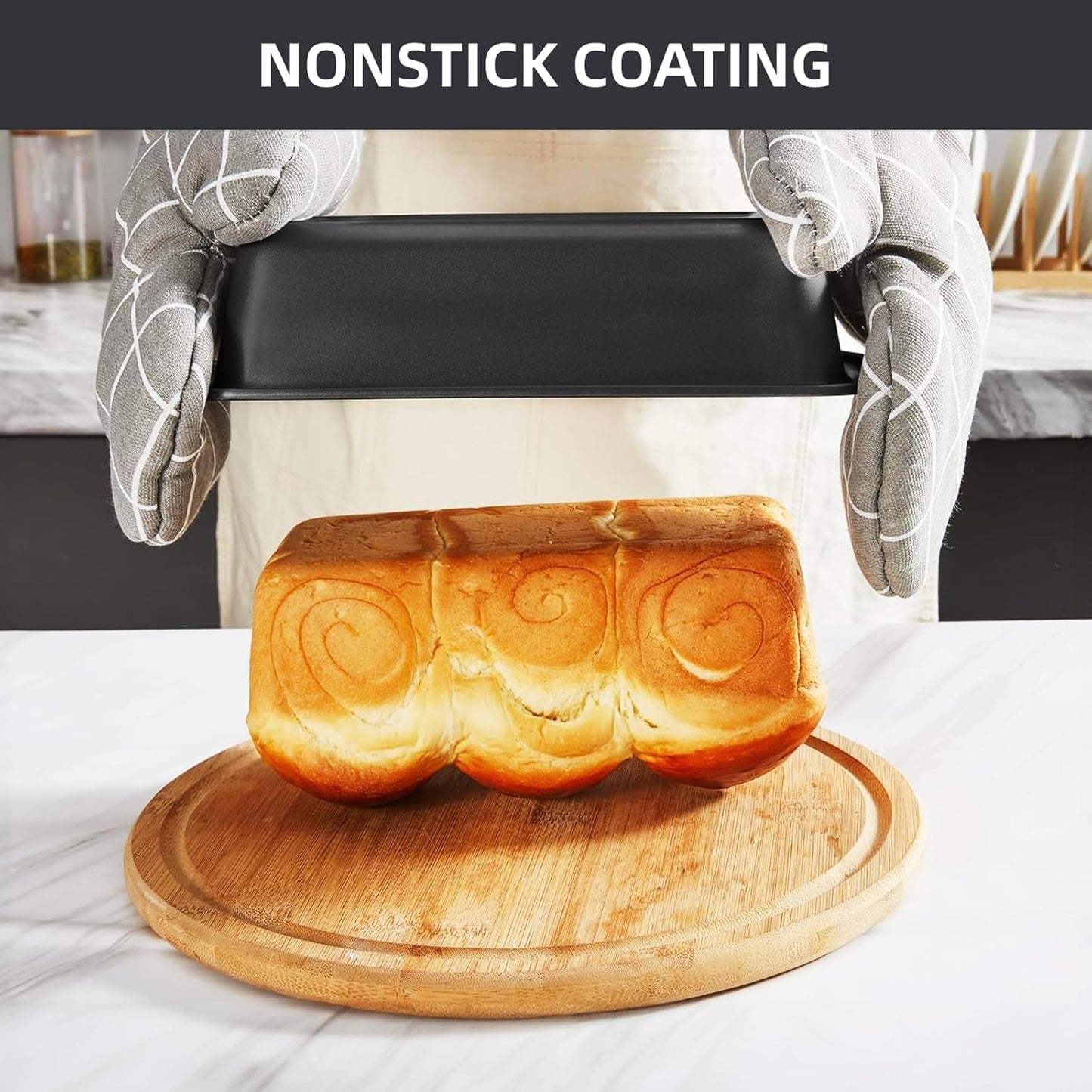 Baking Pans Set, 5-Piece Nonstick Bakeware Sets with Round/Square Cake Pan, Muffin Loaf Roast Pan, Baking Sheets for Oven, Kitchen Cookware Sets Baking Tray Baking Supplies, Black