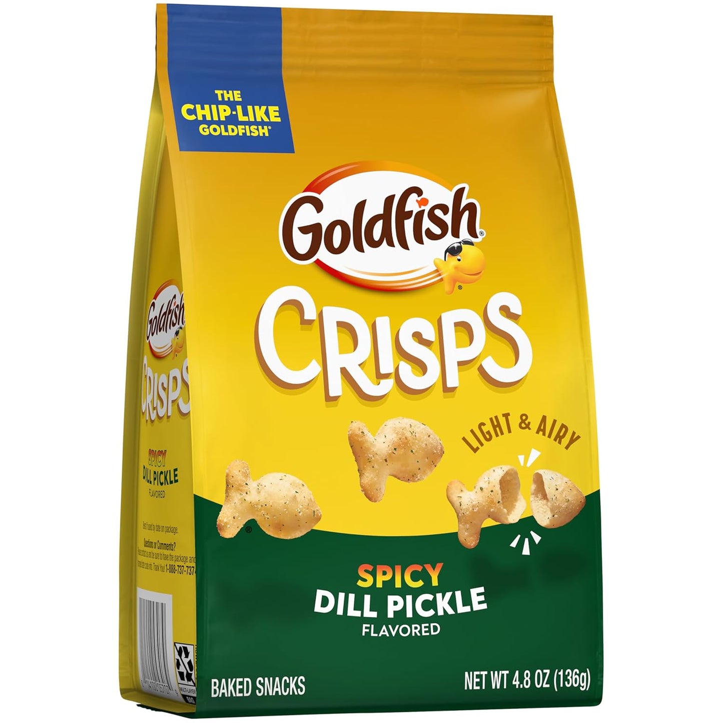 Goldfish Crisps Spicy Dill Pickle Baked Chip Crackers, 4.8 Oz Bag