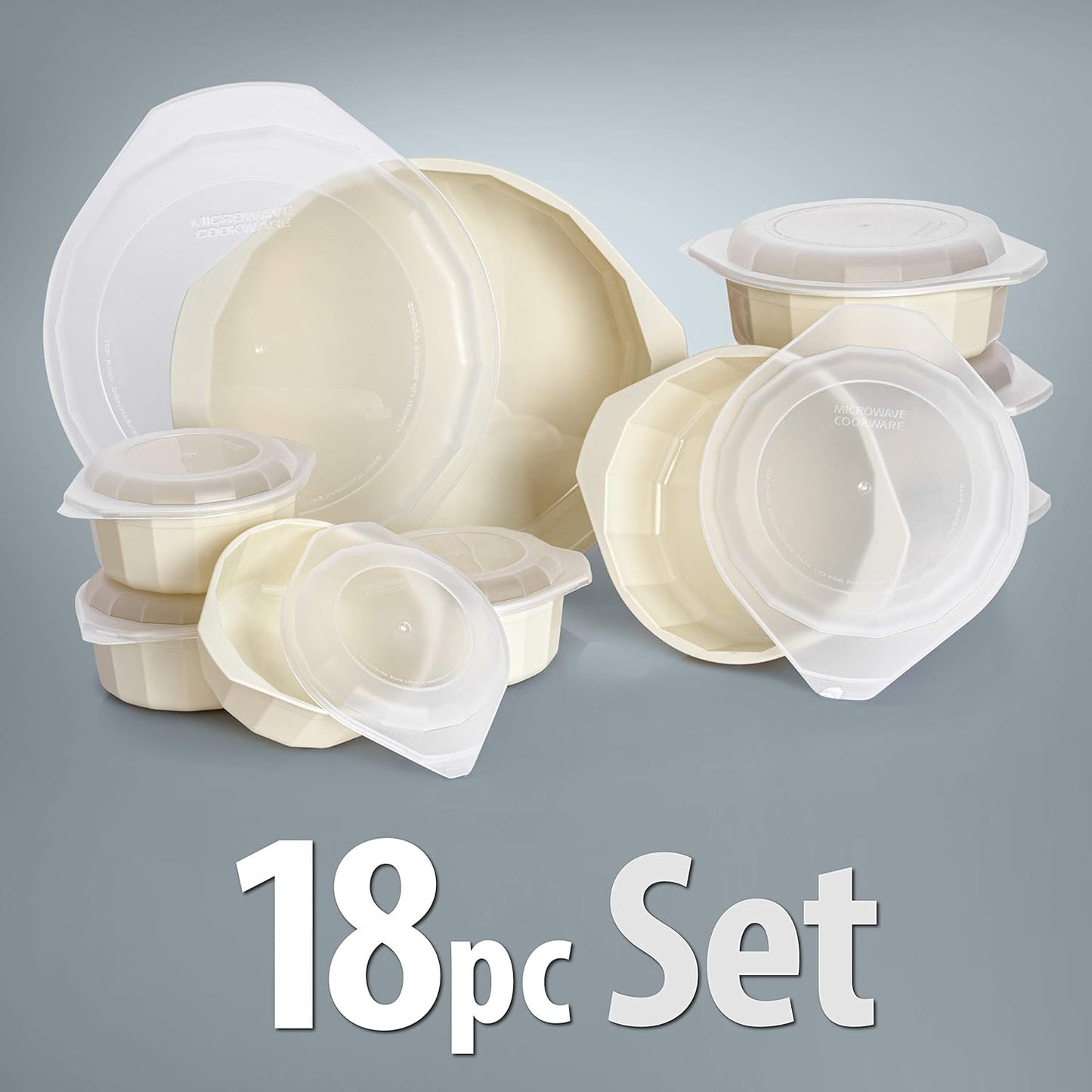 LaCuisine 18 Piece Microwave Cookware Set, White