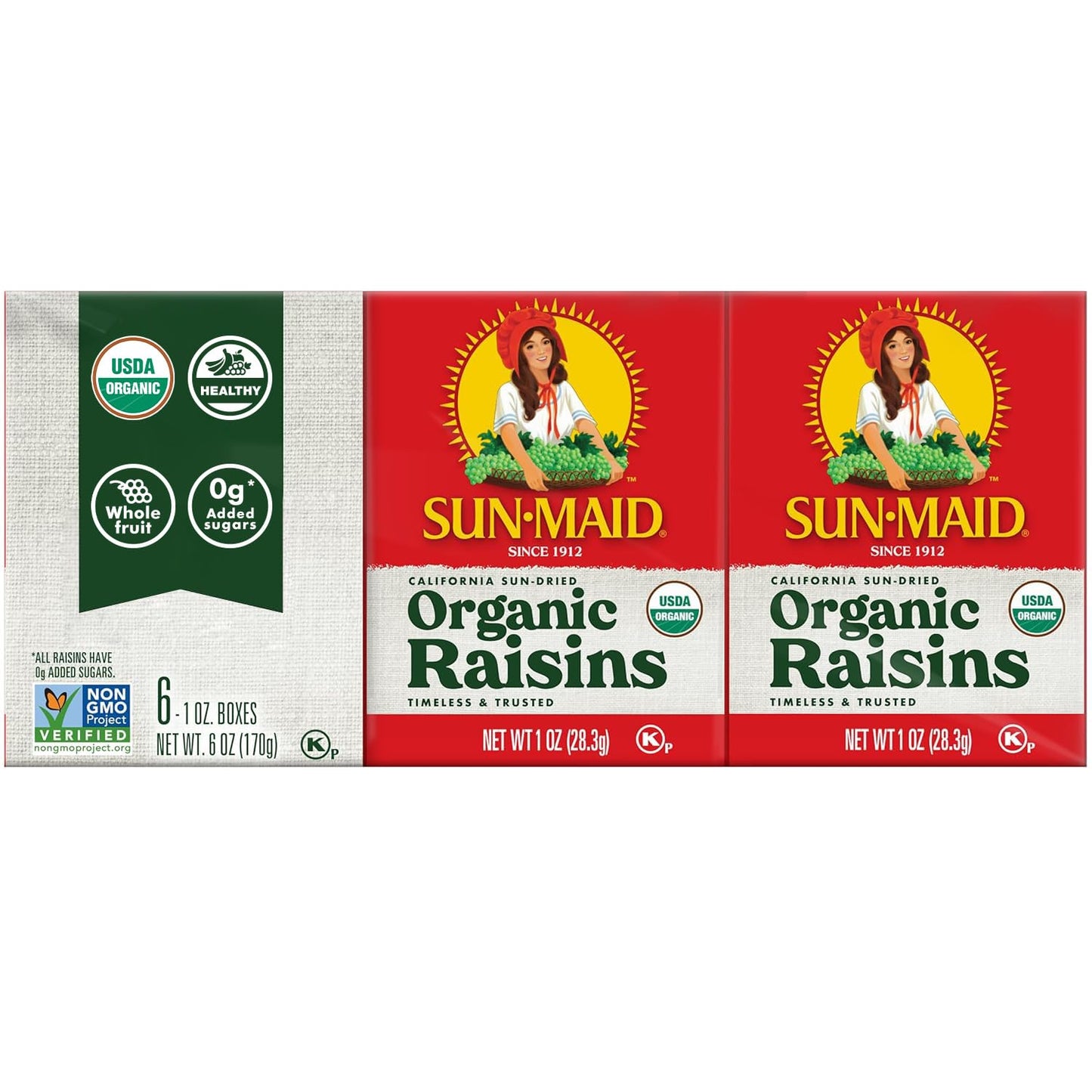 Sun-Maid Organic California Sun-Dried Raisins - 32 oz Resealable Bag - Organic Dried Fruit Snack for Lunches, Snacks, and Natural Sweeteners