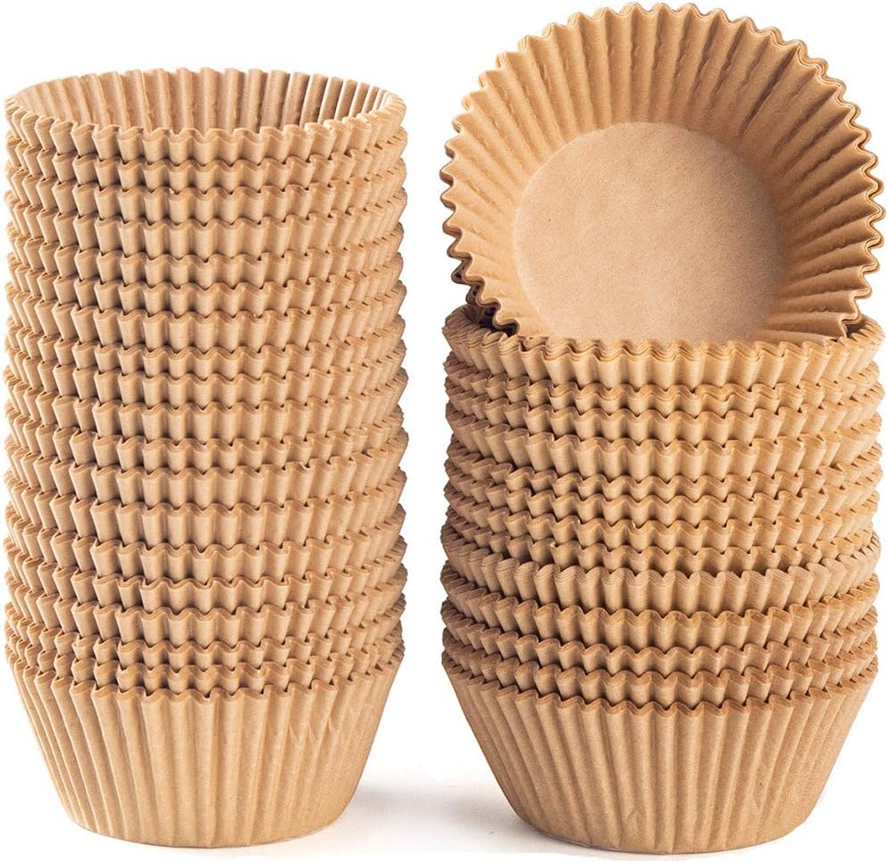 Caperci Standard Natural Cupcake Liners 500 Count, No Smell, Grease-Proof Paper Muffin Liners, Food-grade Baking Cups for Cupcakes, Muffins, Nuts