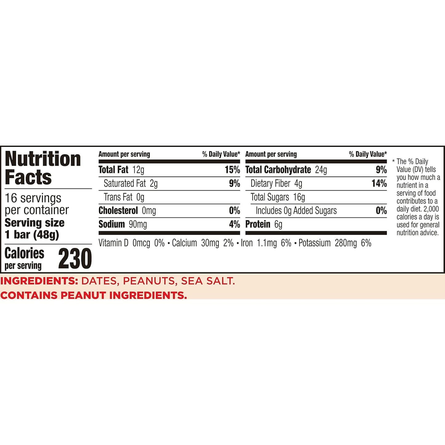 Larabar Peanut Butter Cookie, Fruit and Nut Bars, Gluten Free and Vegan, 16 Ct, 27.2 oz