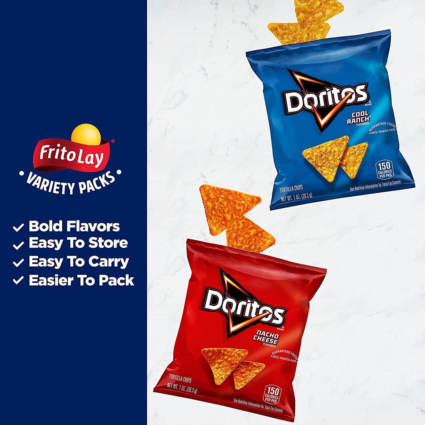 Ruffles FritoLay Variety Packs Flavors 1oz Bags, Ruffles & Doritos Bold Mix, 40 Count