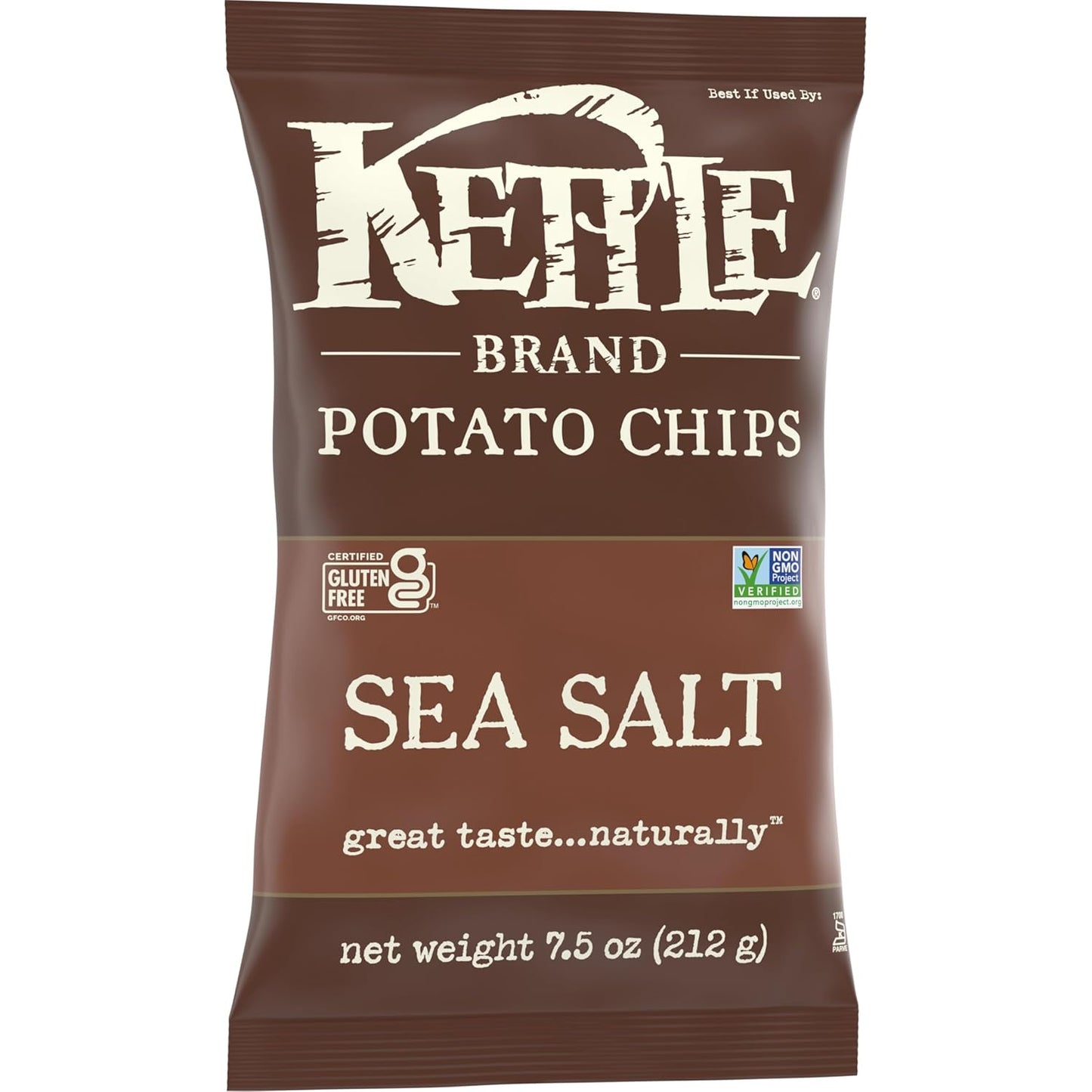 Kettle Brand Sea Salt Kettle Potato Chips, Gluten-Free, Non-GMO, 7.5 oz Bag